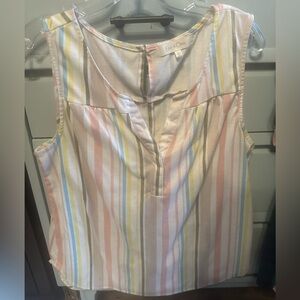 Eden & Olivia Pastel Multi-Striped Sleeveless V-Neck Top